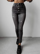 Spodnie jeansowe szare O La Voga z kryształowymi guzikami (3)